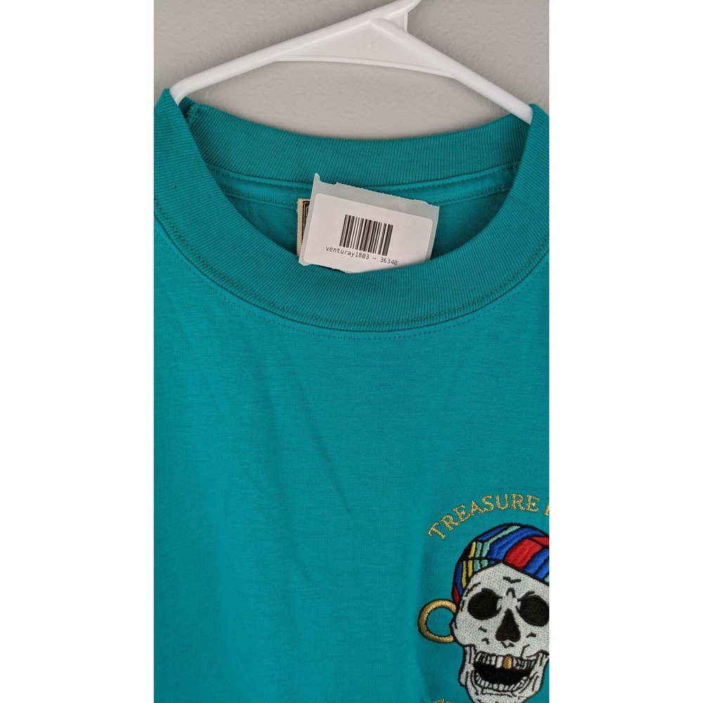 Vintage Treasure Island at The Mirage T-Shirtโ Teal Embroidered Pirate Design XL - Picture 2 of 16